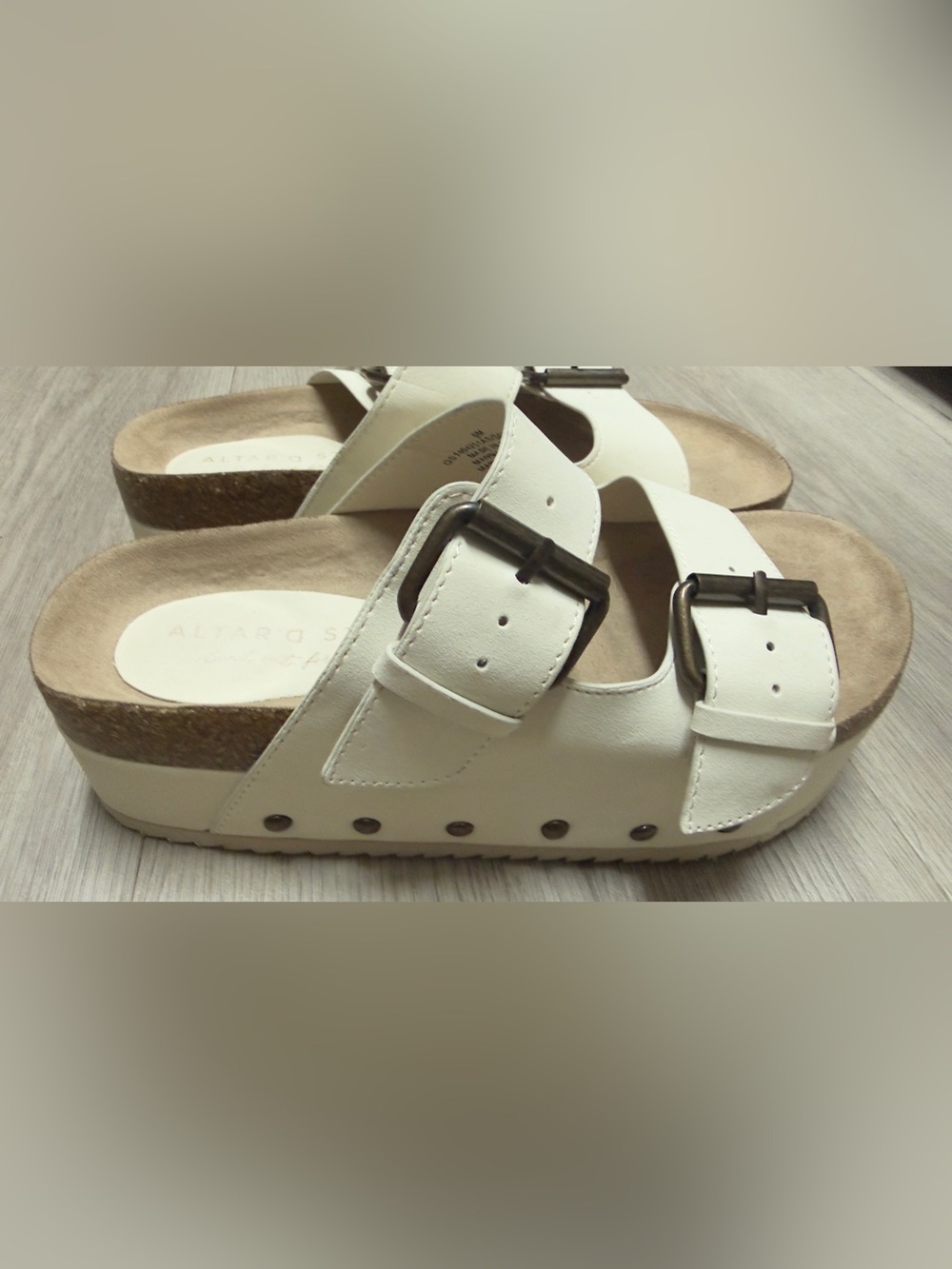 Altar'd State Cream Double-Buckle Platform Sandals